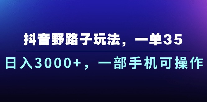 (10909期)抖音野路子玩法,一单35.日入3000 ,一部手机可操作-51云资源