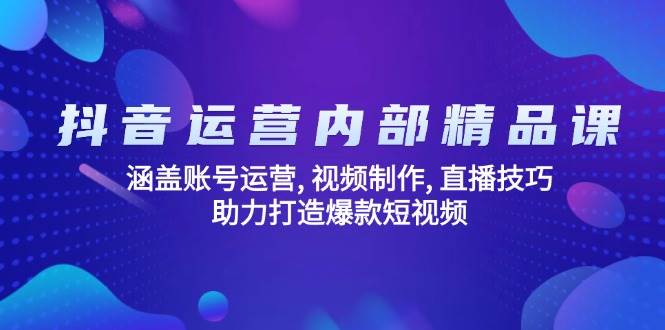 (14204期)抖音运营内部精品课:涵盖账号运营, 视频制作, 直播技巧, 助力打造爆款…