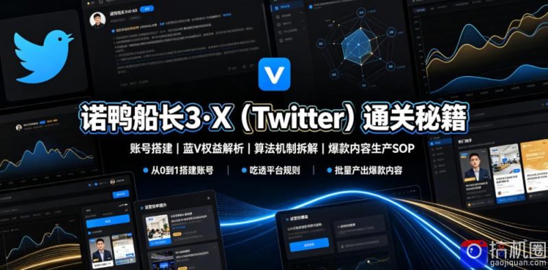 诺鸭船长3·X(Twitter)通关秘籍，涵盖账号搭建、蓝V权益解析、算法机制拆解及爆款内容生产SOP-51云资源
