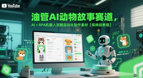 油管AI动物故事赛道，AI RPA机器人流程自动化制作素材【保姆级教程】-51云资源