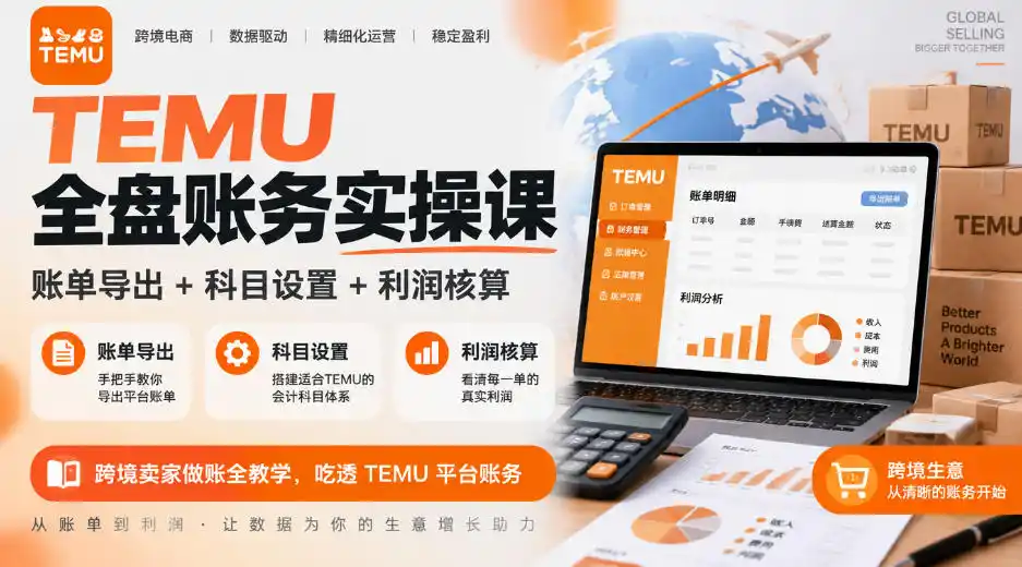 TEMU全盘账务实操课|账单导出 科目设置 利润核算,跨境卖家做账全教学,吃透TEMU平台账务-51云资源