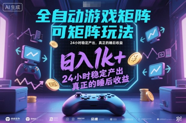 全自动游戏掘金,可矩阵操作,日入1k ,24小时稳定产出,真正的睡后收益【揭秘】