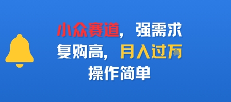 小众赛道，强需求，复购高，月入过w，操作简单-51云资源