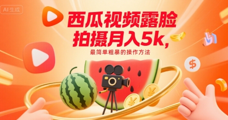 西瓜视频露脸拍摄月入5k,最简单粗暴的操作方法-51云资源