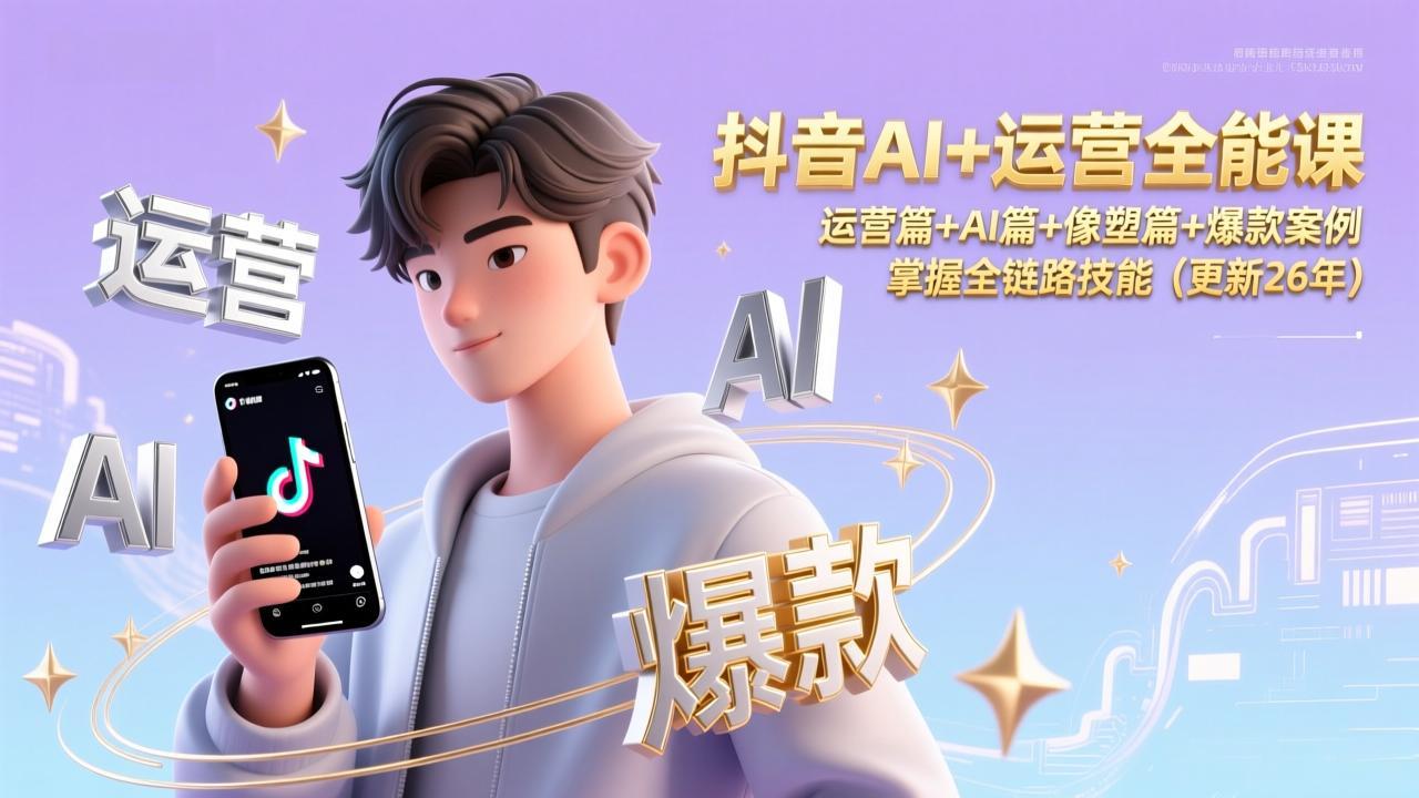 抖音AI 运营全能课,运营篇 AI篇 像塑篇 爆款案例,掌握全链路技能(更新26年