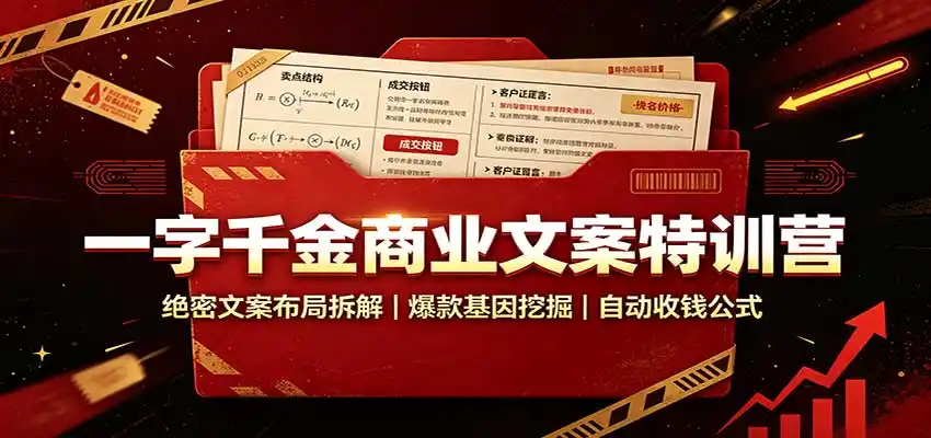 一字千金商业文案特训营:绝密文案布局拆解,爆款基因挖掘,自动收钱公式-51云资源