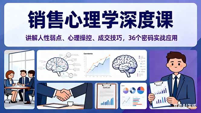 （16456期）销售心理学深度课，讲解人性弱点、心理操控、成交技巧，36个密码实战应用-51云资源