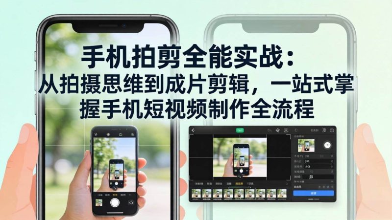 （17713期）手机拍剪全能实战：从拍摄思维到成片剪辑，一站式掌握手机短视频制作全流程-51云资源