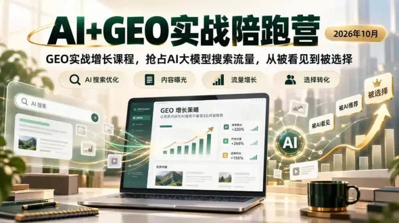 AI GEO实战陪跑营2026年10月,GEO实战增长课程,抢占AI大模型搜索流量,从被看见到被选择-51云资源