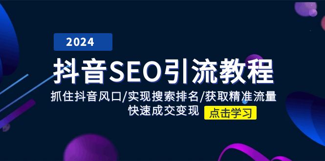 抖音SEO引流教程：抓住抖音风口/实现搜索排名/获取精准流量/快速成交变现-51云资源