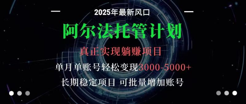 阿尔法托管计划 单账号月入3000-5000，长期稳定项目，新手小白轻松上手-51云资源