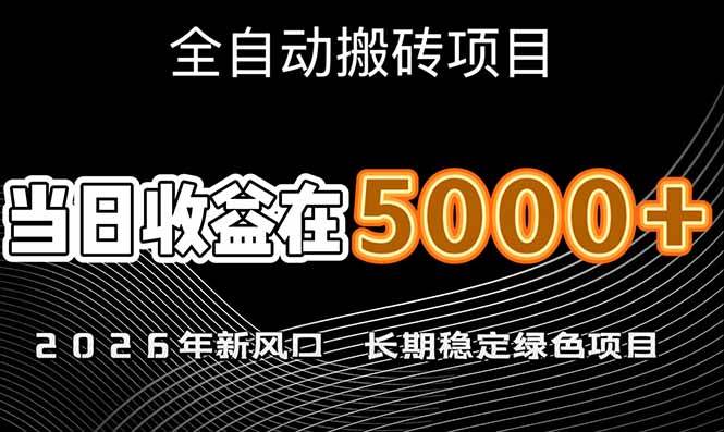 （17115期）2026年新风口赛道，当日6000 以上，可批量放大，月收入20万 ，长期绿色稳定的项目-51云资源