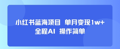 小红书蓝海项目 单月变现1w  全程AI 操作简单-51云资源