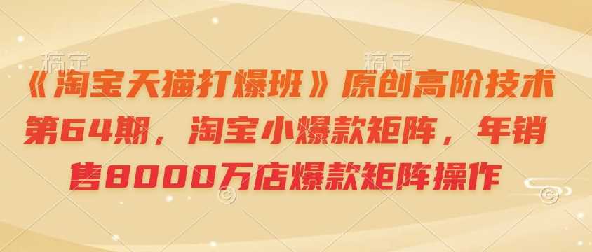 《淘宝天猫打爆班》原创高阶技术第64期,淘宝小爆款矩阵,年销售8000万店爆款矩阵操作-51云资源