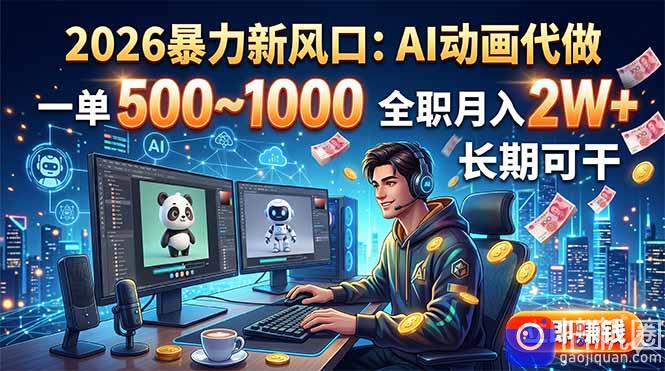 2026暴力新风口:AI动画代做,一单500~1000,全职月入2W ,长期可干-51云资源