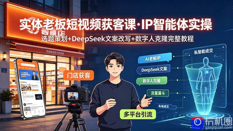 实体老板短视频获客课·IP智能体实操|选题策划 DeepSeek文案改写 数字人克隆完整教程-51云资源