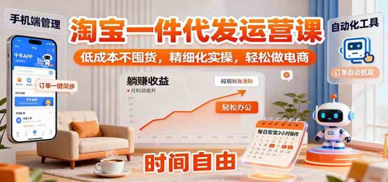 淘宝一件代发运营课:低成本不囤货,精细化实操,轻松做电商-51云资源