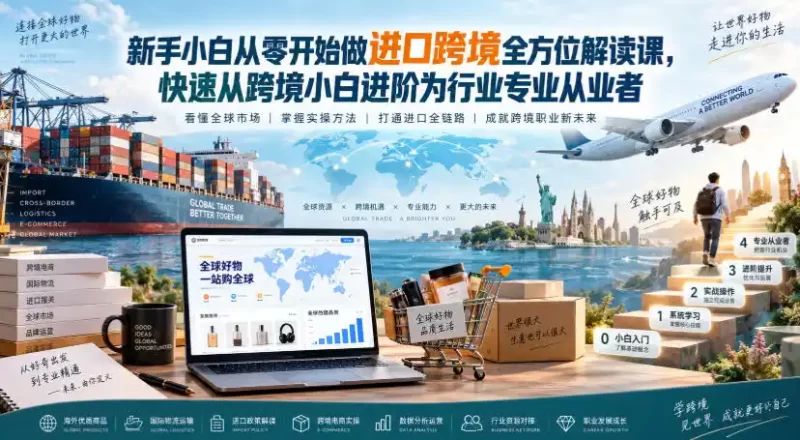 新手小白从零开始做进口跨境全方位解读课,快速从跨境小白进阶为行业专业从业者-51云资源