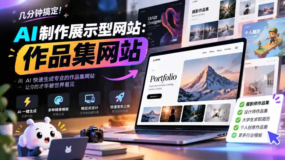 几分钟搞定,AI制作展示型网站制作:作品集网站,用AI快速生成专业的作品集网站,接单变现!