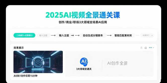 (15762期)2025AI视频全景通关课:涵盖创作/商业/职场3大领域 掌握AI全场景应用-51云资源