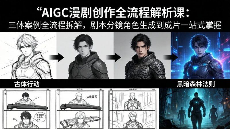AIGC漫剧创作全流程解析课：三体案例全流程拆解，剧本分镜角色生成到成片一站式掌握-51云资源