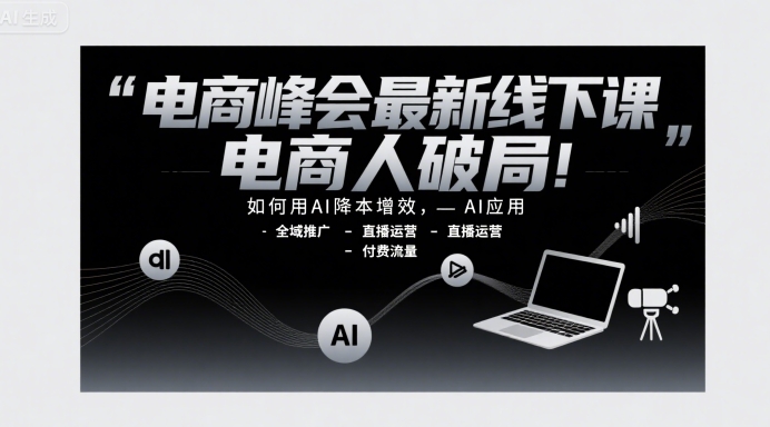 电商峰会最新线下课，电商人破局，如何用AI降本增效，AI应用-全域推广-直播运营-付费流量-51云资源
