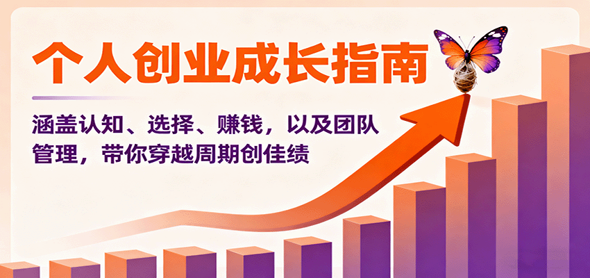 个人创业成长指南:涵盖认知、选择、赚钱,以及团队管理,带你穿越周期创佳绩