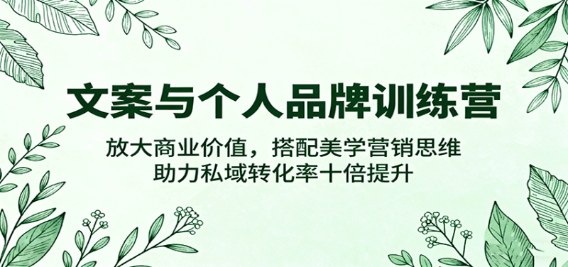 文案与个人品牌训练营,放大商业价值,搭配美学营销思维,助力私域转化率十倍提升-51云资源
