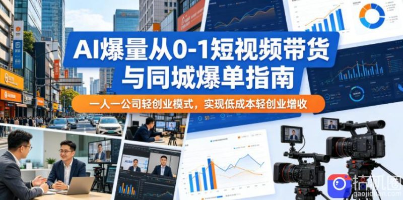 AI爆量从0-1短视频带货与同城爆单指南，一人一公司轻创业模式，实现低成本轻创业增收-51云资源
