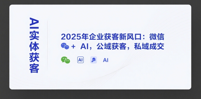 AI实体获客，2025年企业获客新风口：微信  AI，公域获客，私域成交-51云资源