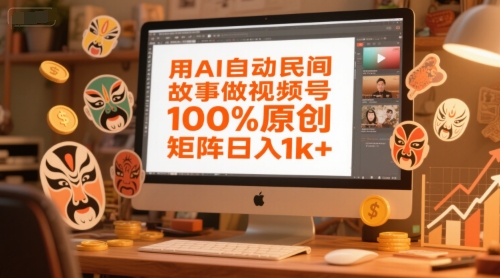 用AI自动民间故事做视频号，100%原创，矩阵日入1k-51云资源