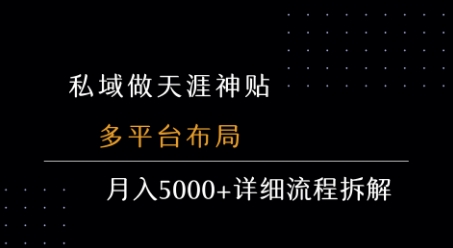 私域做天涯神贴 多平台布局 月入5k 详细流程拆解