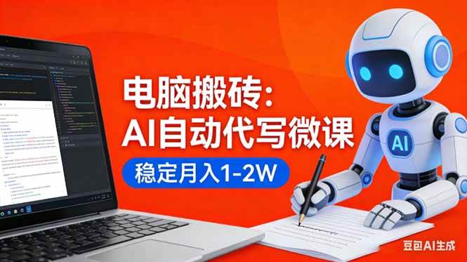 （17582期）电脑搬砖：AI自动代写微课，稳定月入1-2W，提供接单渠道，0门槛小白可做！-51云资源