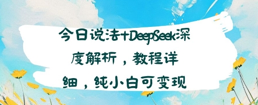 今日说法 DeepSeek深度解析,教程详细,纯小白可变现-51云资源