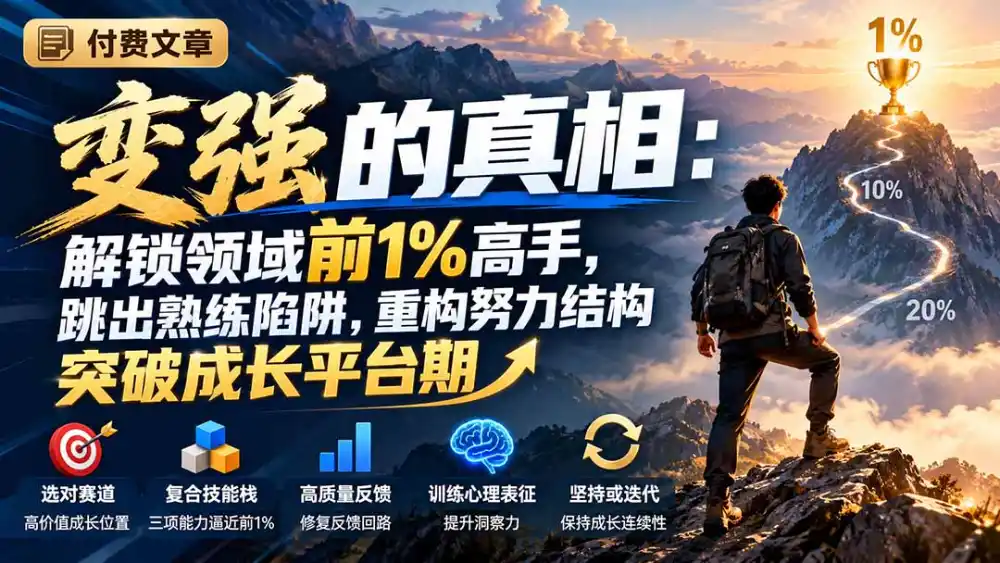 付费文章：变强的真相：解锁领域前1%高手，跳出熟练陷阱，重构努力结构突破成长平台期-51云资源