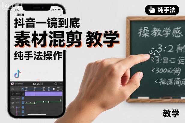 抖音一镜到底素材混剪教学，纯手法操作-51云资源