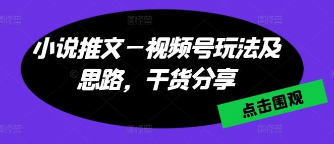 小说推文—视频号玩法及思路，干货分享-51云资源