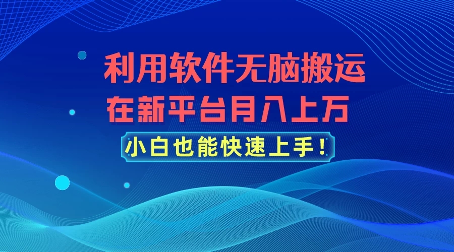 利用软件无脑搬运,在新平台月入上万,小白也能快速上手-51云资源
