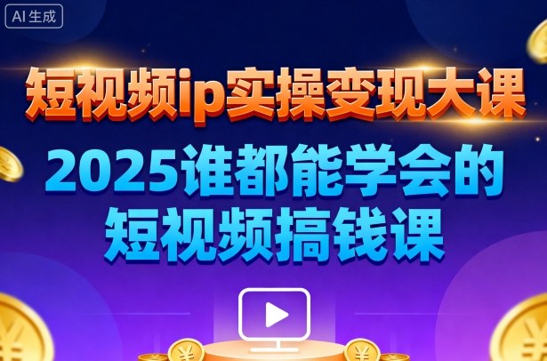短视频ip实操变现大课，7月26-27日广州站线下课，2025谁都能学会的短视频搞钱课-51云资源
