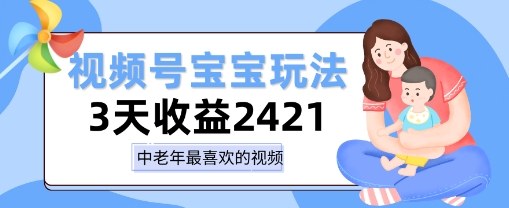 视频号宝宝玩法，三天收益2k ，操作简单，小白可做项目-51云资源