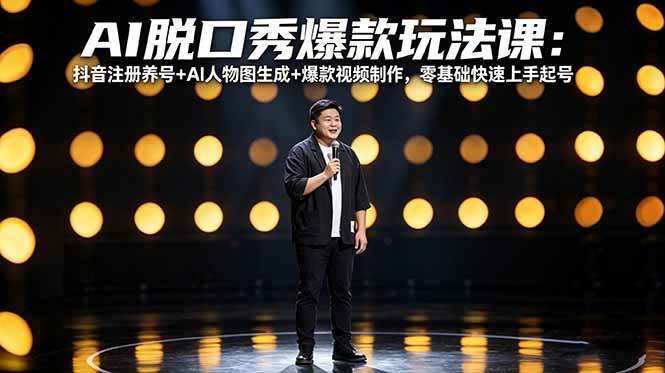 （18012期）AI脱口秀爆款玩法课：抖音注册养号 AI人物图生成 爆款视频制作，零基础快速上手起号-51云资源