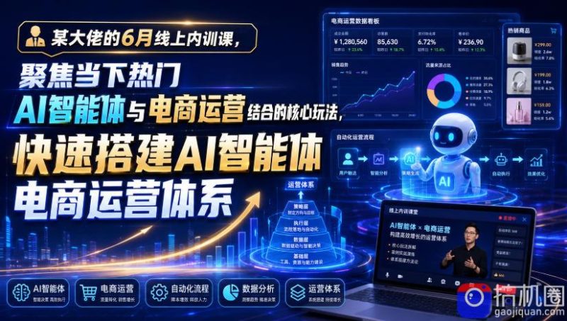 某大佬的6月线上内训课,聚焦当下热门AI智能体与电商运营结合的核心玩法,快速搭建AI智能体电商运营体系-51云资源