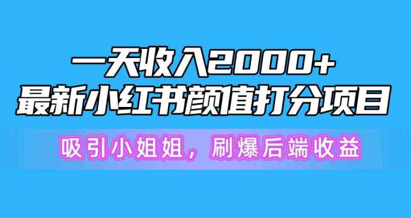 (10187期)一天收入2000 ,最新小红书颜值打分项目,吸引小姐姐,刷爆后端收益-51云资源