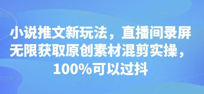 小说推文新玩法，直播间录屏无限获取原创素材混剪实操，100%可以过抖-51云资源