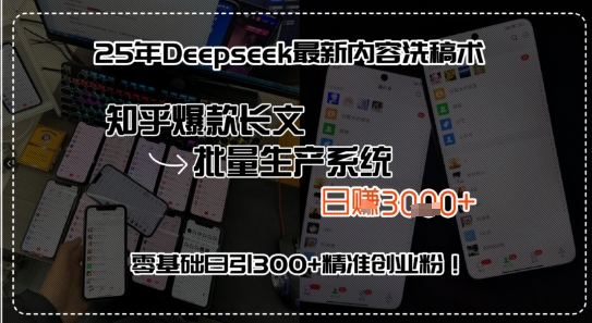 25年Deepseek最新内容洗稿术，知乎爆款长文批量生产系统，零基础日引300 精准创业粉!-51云资源