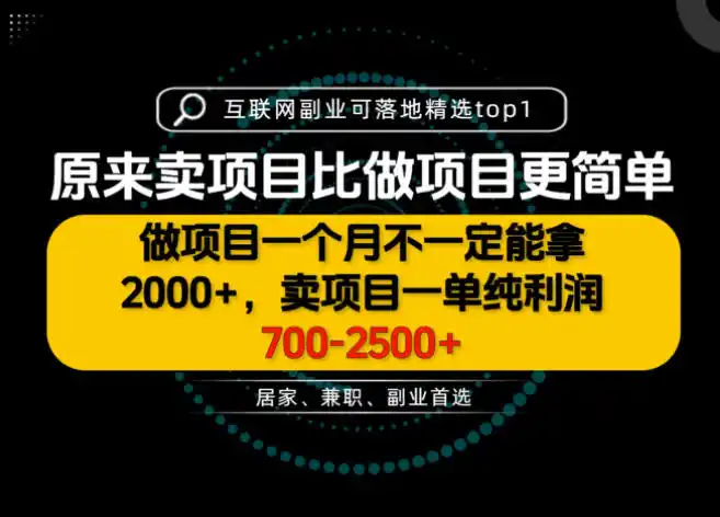 一单利润700-2.5K ,为什么我们要卖项目而不是做项目,我们普通人应该怎样开始?【揭秘】-51云资源