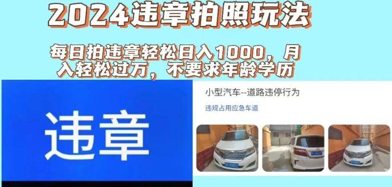 （11743期）2024违章拍照新玩法，推广躺赚 拍照赚钱双模式，日入1000-51云资源