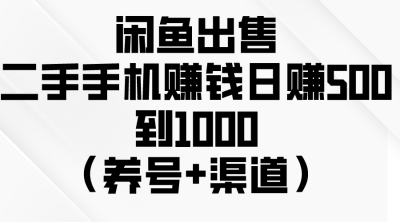 （10269期）闲鱼出售二手手机赚钱，日赚500到1000（养号 渠道）-51云资源