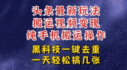 今日头条纯搬运玩法，轻松过原创不违规，轻松日入三位数，稳的很-51云资源
