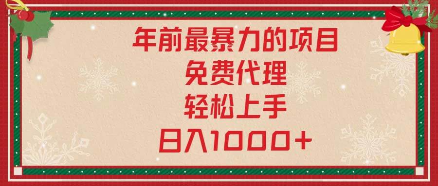 （13773期）年前最暴力的项目，免费代理，轻松上手，日入1000-51云资源